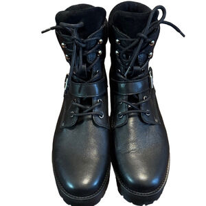 All Saints Paulina Black Leather Combat Boots